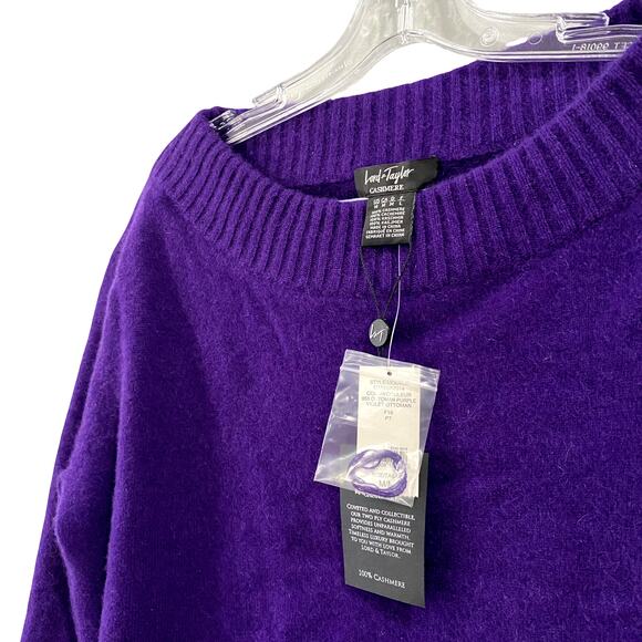 NWT Lord & Taylor Purple 100% Cashmere Pullover Sweater Size M - Picture 4 of 11